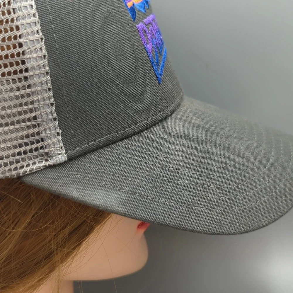 Patagonia Fitz Roy Horizon Trucker Hat Gray Purple Snapback Cap Mesh Unisex